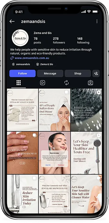 Zema and Sis Instagram feed grid designed by Apex Digital Advisory