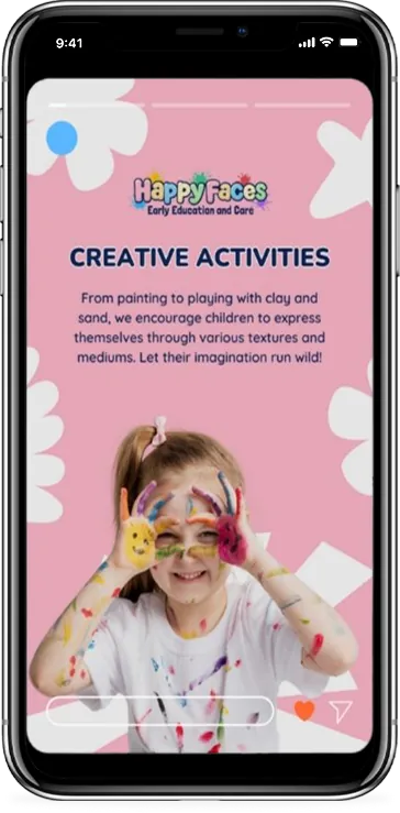 Happy Faces Instagram story on creative activities for children
