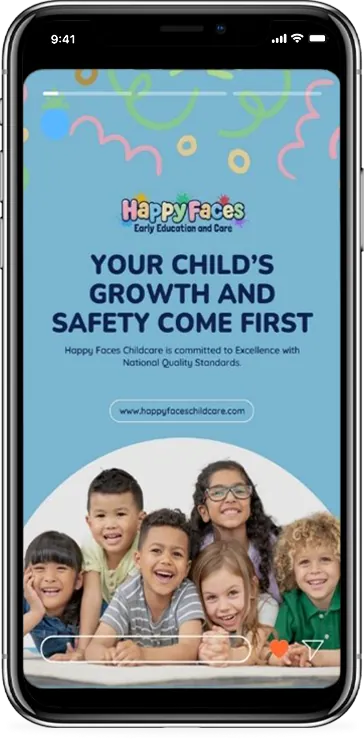 Happy Faces Instagram story on child growth and safety standards