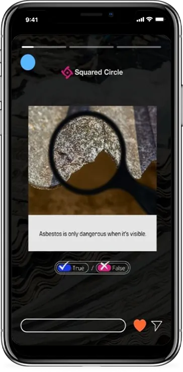 Squared Circle Instagram story quiz on asbestos safety