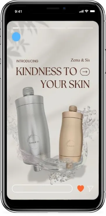 Zema and Sis Instagram story introducing the shower filter range