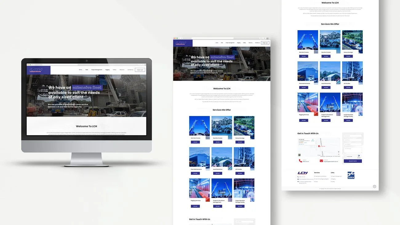 LCH crane hire and heavy haulage website built by Apex Digital Advisory